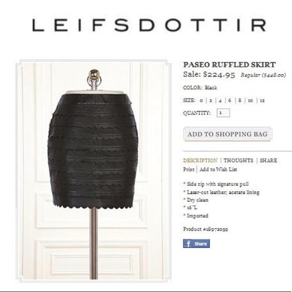 Anthropologie Leifsdottir Paseo Ruffled Leather Mini Skirt Size4 Layers LazerCut - Picture 8 of 10